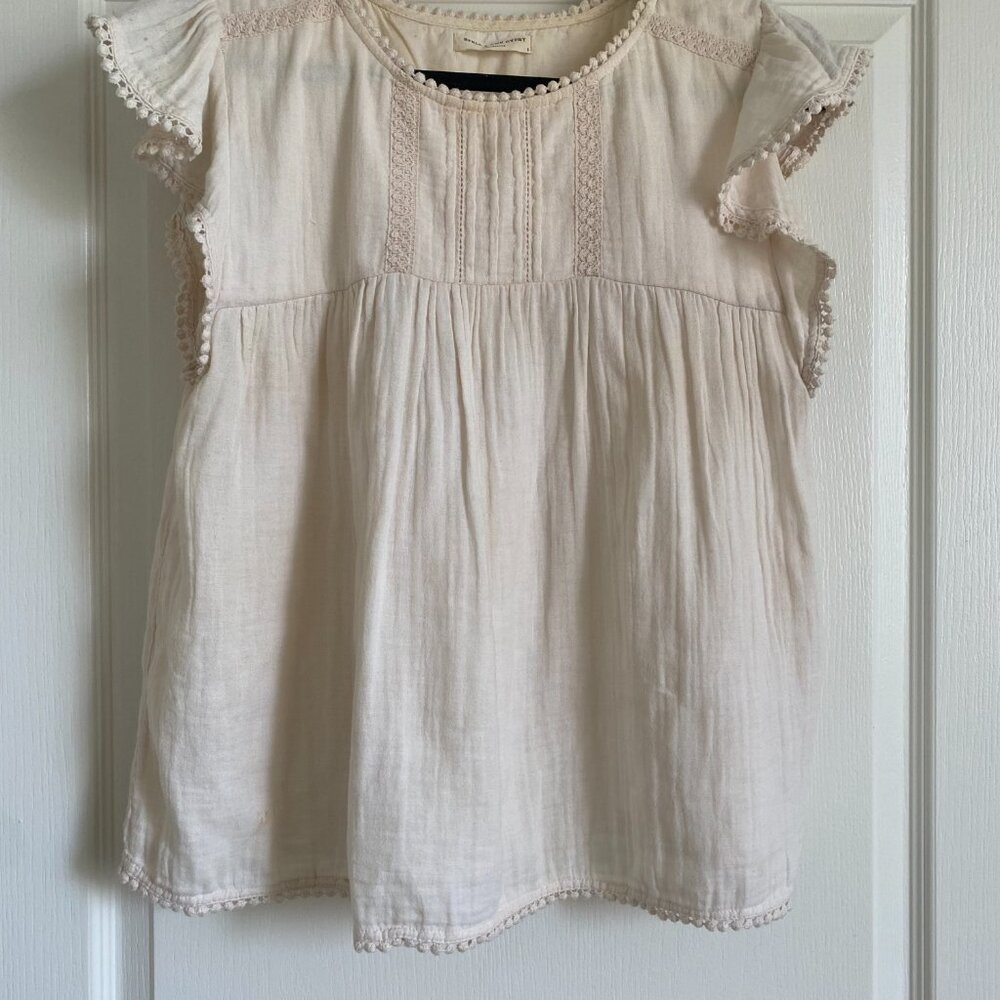Spell Hanalei Short Sleeve Blouse in Sand, Size Small - Picture 3 of 6